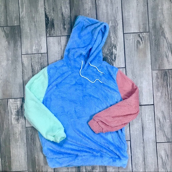 Forever Young Other - Colorblock Fleece Hoodie Super Soft + Fuzzy